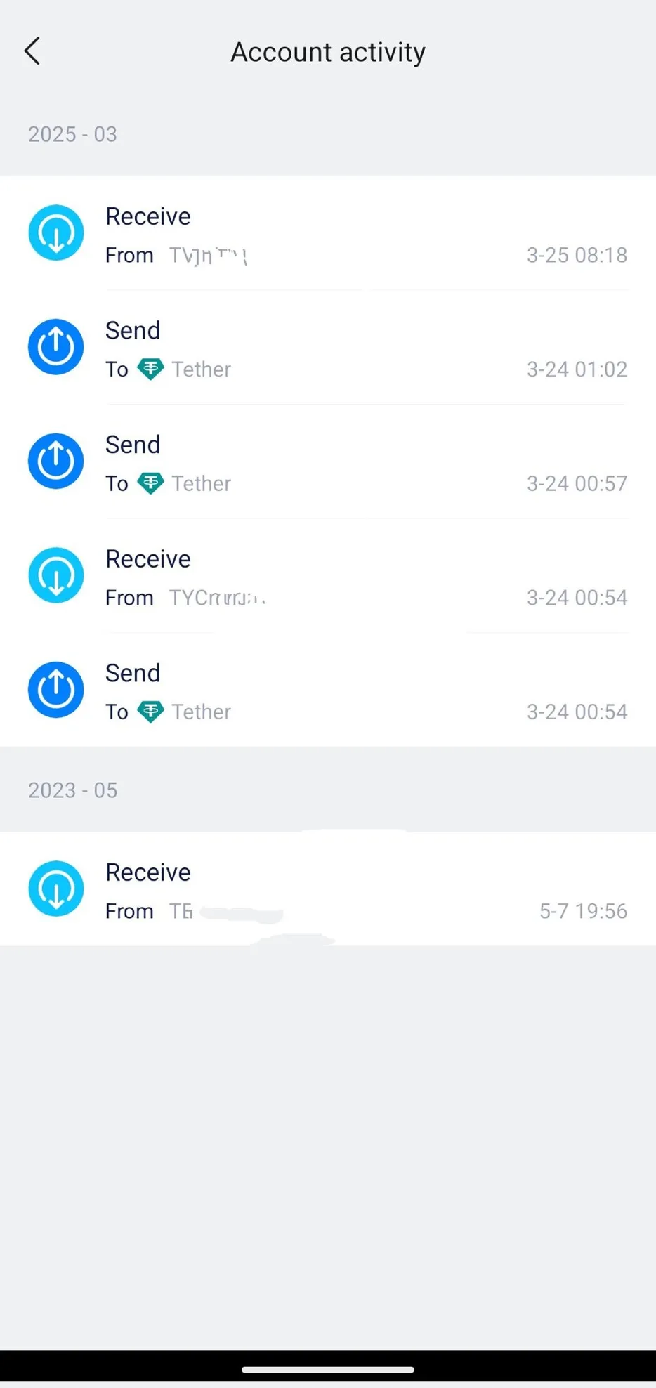 imToken 钱包账户活动记录